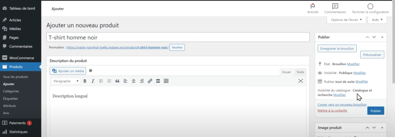 Ajout produit WooCommerce